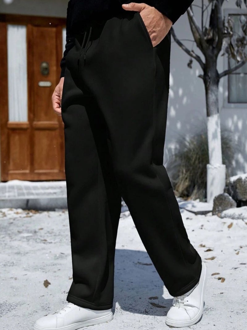 فلاينوف بنطلون رياضي رجالي أسود سادة بقصة فضفاضة - Image 3